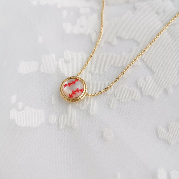 Kendra Scott Baseball Gold Necklace Ivory Mother Pearl - Picture 2 of 3